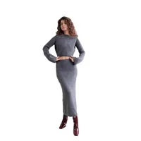 Women's Knitted Sweater And Skirt Set One-Shoulder Elegant Style Long Sleeve Pure Color Casual Fashion Autumn Winter New Arrival main image 5