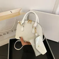 Elegant Shell-Shaped Handbag Women's Crossbody Shoulder Bag  Spring Crocodile Pattern High Quality Textured Mother And Child Bag sku image 5