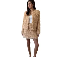 Elegant Tassel Detail Fashion Casual Set Women's Autumn Winter New Year Short Top Skirt European Style Quality Commute main image 5