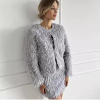 Elegant Tassel Detail Fashion Set Women's Long Sleeve Mini Skirt Casual Outfit New Style Autumn Winter New Arrival sku image 2