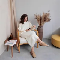 Elegant Knitted Dress Set Women's Autumn Winter New European Fashion Open Cardigan Sweater With Slit Mini Skirt Fashion Casual Set main image 1
