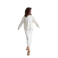 Elegant Knitted Dress Set Women's Autumn Winter New European Fashion Open Cardigan Sweater With Slit Mini Skirt Fashion Casual Set main image 5