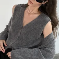 Elegant Style Women's Knitted Long Vest Sweater Casual Fashion Comfortable Breathable Two-Piece Set Spring Autumn New Arrival main image 2