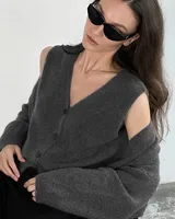 Elegant Style Women's Knitted Long Vest Sweater Casual Fashion Comfortable Breathable Two-Piece Set Spring Autumn New Arrival sku image 1