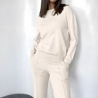 Loose Round Neck Sweater Set Women's Autumn Winter New Style Casual Knitted Outfit Comfortable Long Sleeve Pure Color Fashion main image 2