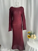 Women's Knitted Hollow Long Dress + Vest Dress Set Soft Knitted Cover Up Casual Long Sleeve Holiday Style Family Gathering Date Tea Party sku image 7