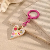 Fashion Style Electroplated Alloy Heart Eye Keychains Drop Oil Painting Keyrings Unisex Weekend Daily Art Design Key Accessories main image 3