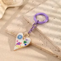 Fashion Style Electroplated Alloy Heart Eye Keychains Drop Oil Painting Keyrings Unisex Weekend Daily Art Design Key Accessories main image 2