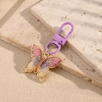 Polished Resin Butterfly Keychains Electroplated Copper Neutral Keyring Modern Style Artistic Key Accessories For Men And Women main image 4