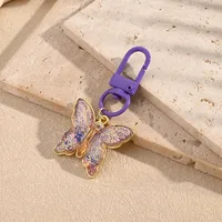 Polished Resin Butterfly Keychains Electroplated Copper Neutral Keyring Modern Style Artistic Key Accessories For Men And Women sku image 6