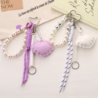 Elegant Cotton Filled Shell Mobile Phone Pendant Women's Handbag Accessories Bow String Beads Chain Marine Theme Crafts main image 1