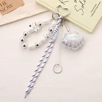 Elegant Cotton Filled Shell Mobile Phone Pendant Women's Handbag Accessories Bow String Beads Chain Marine Theme Crafts main image 4