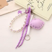 Elegant Cotton Filled Shell Mobile Phone Pendant Women's Handbag Accessories Bow String Beads Chain Marine Theme Crafts sku image 4