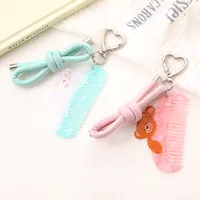 Cute Little Bear Acetate Comb, Leather Rope, Bow, Mobile Phone Lanyard, Multi-functional Keychain Pendant, Semi-handmade Design main image 2