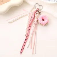 Hand-woven Nylon Rope Mobile Phone Pendant, Doughnut-shaped, Candy-colored Handbag Accessory main image 3