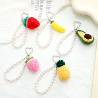 Hand-Woven Fruit Car Key Ring Pendant Earphone Box Decoration Anti-Lost Lanyard Jewelry Cartoon Style Spherical Yarn main image 1