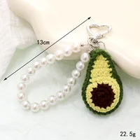 Hand-Woven Fruit Car Key Ring Pendant Earphone Box Decoration Anti-Lost Lanyard Jewelry Cartoon Style Spherical Yarn sku image 3