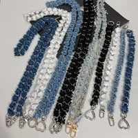 Metal Chain Crossbody Bag With Denim Phone Case Lanyard Leather Perforated Classic Style Handbag Chain main image 1