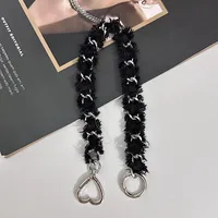 Metal Chain Crossbody Bag With Denim Phone Case Lanyard Leather Perforated Classic Style Handbag Chain sku image 5