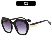 Fashionable Color Block Sunscreen Sunglasses For Women Casual Elegant Style Blue Light Blocking All Seasons Suitable Square Frame sku image 1