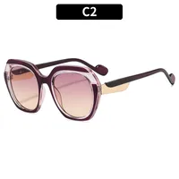 Fashionable Color Block Sunscreen Sunglasses For Women Casual Elegant Style Blue Light Blocking All Seasons Suitable Square Frame sku image 2