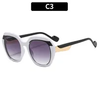 Fashionable Color Block Sunscreen Sunglasses For Women Casual Elegant Style Blue Light Blocking All Seasons Suitable Square Frame sku image 3