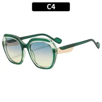 Fashionable Color Block Sunscreen Sunglasses For Women Casual Elegant Style Blue Light Blocking All Seasons Suitable Square Frame sku image 4