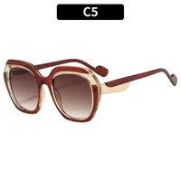 Fashionable Color Block Sunscreen Sunglasses For Women Casual Elegant Style Blue Light Blocking All Seasons Suitable Square Frame sku image 5