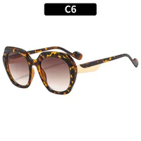 Fashionable Color Block Sunscreen Sunglasses For Women Casual Elegant Style Blue Light Blocking All Seasons Suitable Square Frame sku image 6