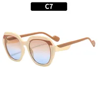 Fashionable Color Block Sunscreen Sunglasses For Women Casual Elegant Style Blue Light Blocking All Seasons Suitable Square Frame sku image 7