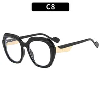 Fashionable Color Block Sunscreen Sunglasses For Women Casual Elegant Style Blue Light Blocking All Seasons Suitable Square Frame sku image 8