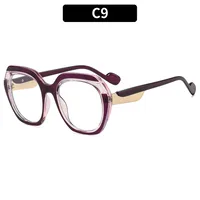 Fashionable Color Block Sunscreen Sunglasses For Women Casual Elegant Style Blue Light Blocking All Seasons Suitable Square Frame sku image 9