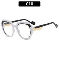 Fashionable Color Block Sunscreen Sunglasses For Women Casual Elegant Style Blue Light Blocking All Seasons Suitable Square Frame sku image 10
