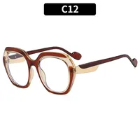 Fashionable Color Block Sunscreen Sunglasses For Women Casual Elegant Style Blue Light Blocking All Seasons Suitable Square Frame sku image 12