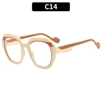 Fashionable Color Block Sunscreen Sunglasses For Women Casual Elegant Style Blue Light Blocking All Seasons Suitable Square Frame sku image 14
