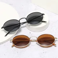 Fashionable Unisex Metal Material UV Protection Sunglasses Oval Frame Full Frame Casual Style Suitable For All Seasons main image 1
