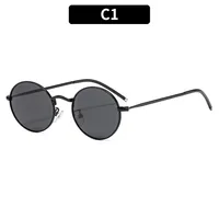 Fashionable Unisex Metal Material UV Protection Sunglasses Oval Frame Full Frame Casual Style Suitable For All Seasons sku image 1