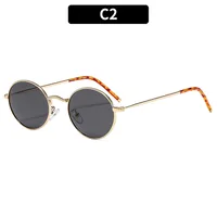 Fashionable Unisex Metal Material UV Protection Sunglasses Oval Frame Full Frame Casual Style Suitable For All Seasons sku image 2