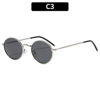 Fashionable Unisex Metal Material UV Protection Sunglasses Oval Frame Full Frame Casual Style Suitable For All Seasons sku image 3
