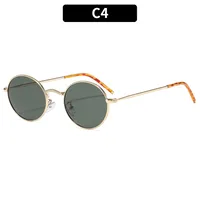 Fashionable Unisex Metal Material UV Protection Sunglasses Oval Frame Full Frame Casual Style Suitable For All Seasons sku image 4