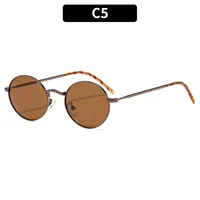 Fashionable Unisex Metal Material UV Protection Sunglasses Oval Frame Full Frame Casual Style Suitable For All Seasons sku image 5