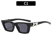 Fashionable New Style Square Sunglasses Unisex Casual Elegant Sun Protection Eyewear Butterfly Bow Trendy All Match sku image 1