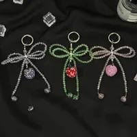 Beaded Bow Phone For Girls Pendant Keychain Earphone Bag Camera Decoration Alloy Jewelry Accessories main image 1