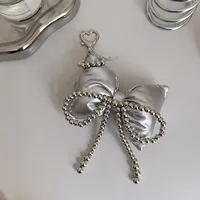 Fashion Bowknot Heart-Shaped Car Key Ring Mobile Phone Accessories PVC Material Metal Buckle Jewelry Mobile Phone Belt Sweet Style main image 2