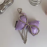 Fashion Bowknot Heart-Shaped Car Key Ring Mobile Phone Accessories PVC Material Metal Buckle Jewelry Mobile Phone Belt Sweet Style main image 5