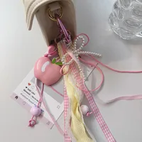 Creative Apple Bow Lace Keychain Pearl Earphone Sleeves Lanyard Backpack Accessories New Acrylic Sweet Pattern main image 2