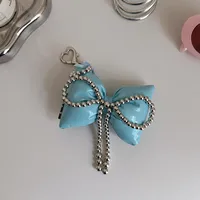 Fashion Bowknot Heart-Shaped Car Key Ring Mobile Phone Accessories PVC Material Metal Buckle Jewelry Mobile Phone Belt Sweet Style sku image 5