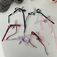 Elegant Silk Ribbon Pearl Bow Pendant Ins Style Heart-Shaped Keychain AirPods Accessory Bag Decoration main image 2