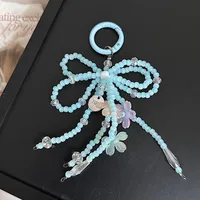 Sweet Pearl Pairs Bow Mobile Phone Charm Handmade Beaded Keychain Bag Accessories New Jewelry Accessories main image 1