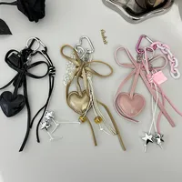Mini Gold Leather Heart-Shaped Keychain Bag Accessories Women's Simple Style PVC Printed Dark Series Fashion Accessories main image 1